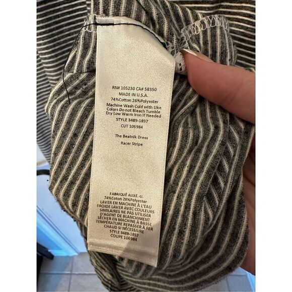 Current/Elliott Beatnik Racer Striped Crew Neck T-Shirt Mini Dress Women Size 0 - Picture 9 of 10